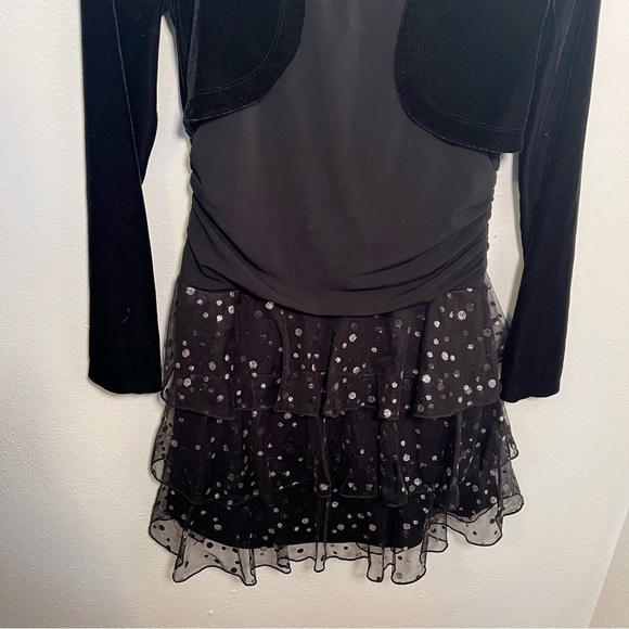 IZByer Formal Dress Black Silver Metallic Dots Velvet - Picture 4 of 11